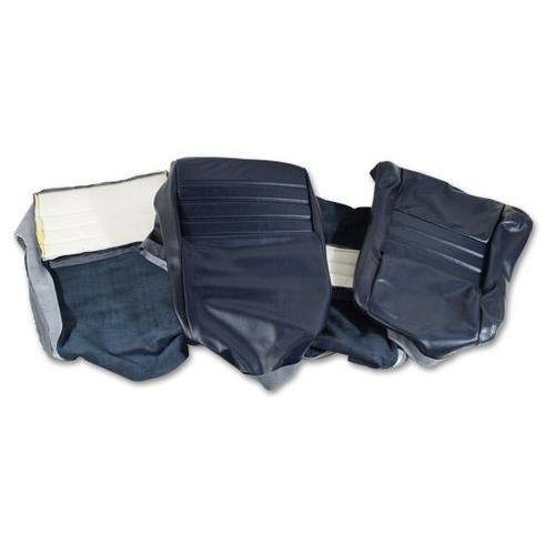 Corvette Leather Seat Covers. Dark Blue Leather/Vinyl Original 2-Bolster: 1979-1981