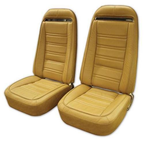 Corvette Leather Seat Covers. Medium Saddle Leather/Vinyl Original: 1973-1974