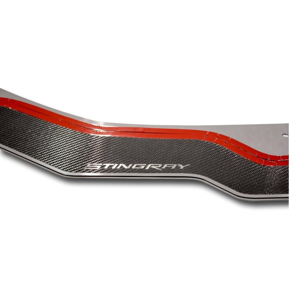 Corvette Front Lip Spoiler/Splitter Polished w/Carbon Fiber Overlay - "Stingray" Script : C7 Stingray, Z51